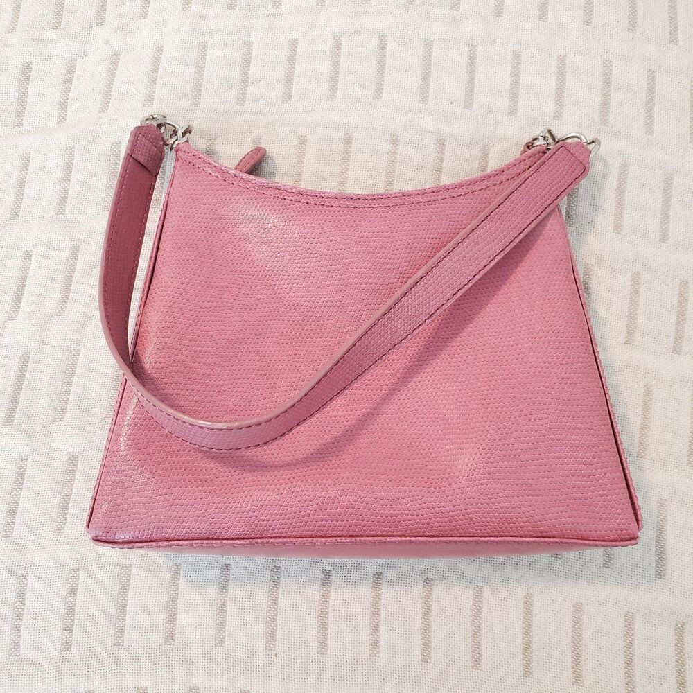 Liz Claiborne Pink Mini Shoulder Bag Y2K Textured Faux Leather Pink Lining - Picture 13 of 16